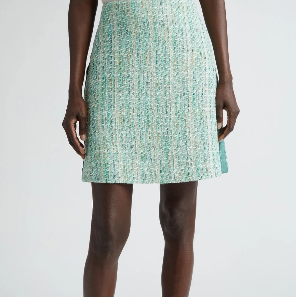 Side Tape Metallic Tweed Skirt St John Collection